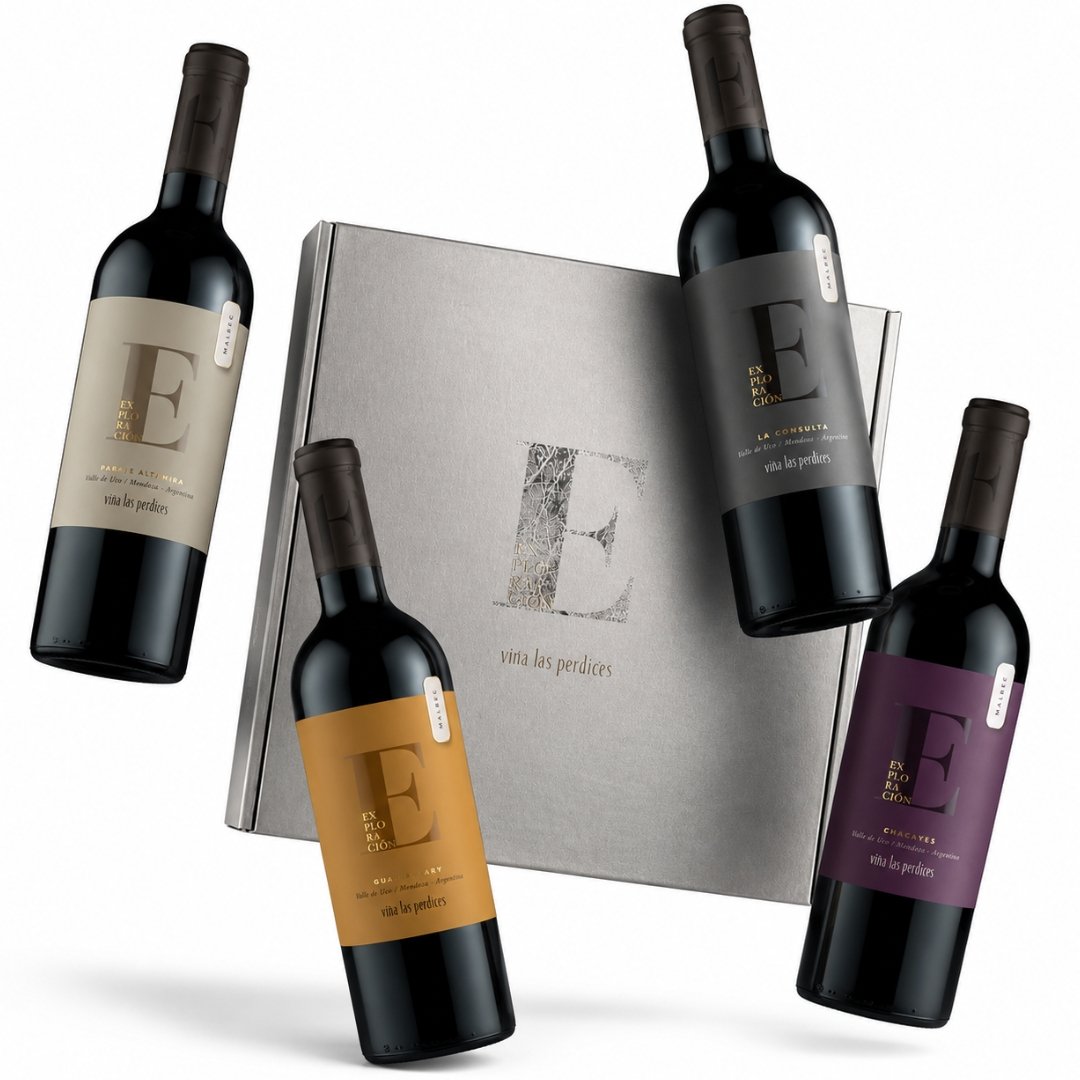 2 botellas de vino Malbec Las Perdices Exploración con estuche de presentación Mendoza