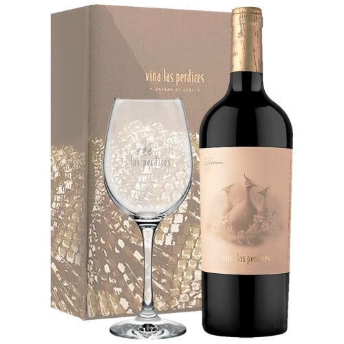 Estuche Vino Malbec Perdices Reserva + Copa de regalo