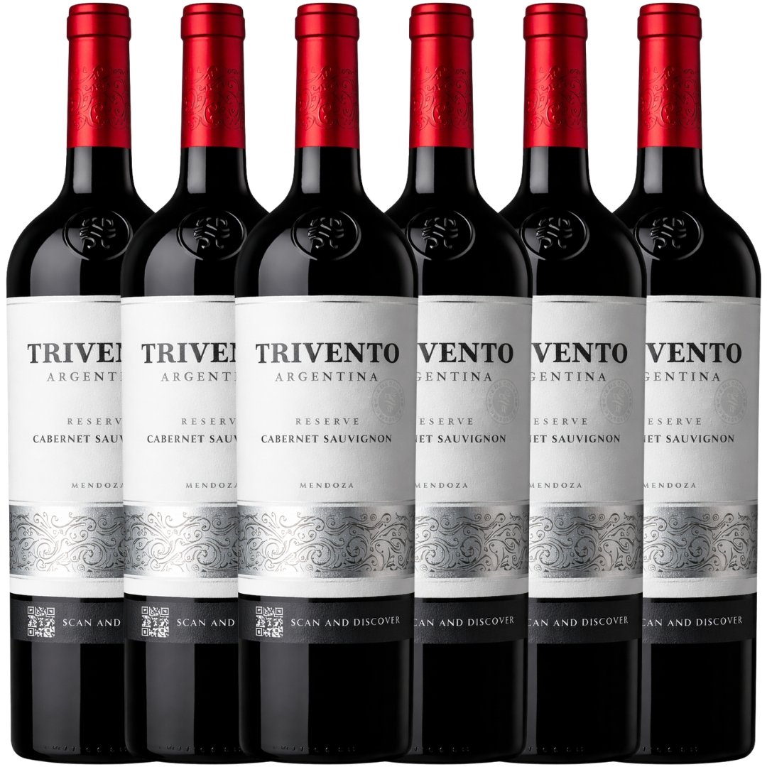 Vino Trivento Reserve Cabernet Sauvignon x6 unidades, pack de seis botellas de vino tinto argentino de Bodega Trivento.