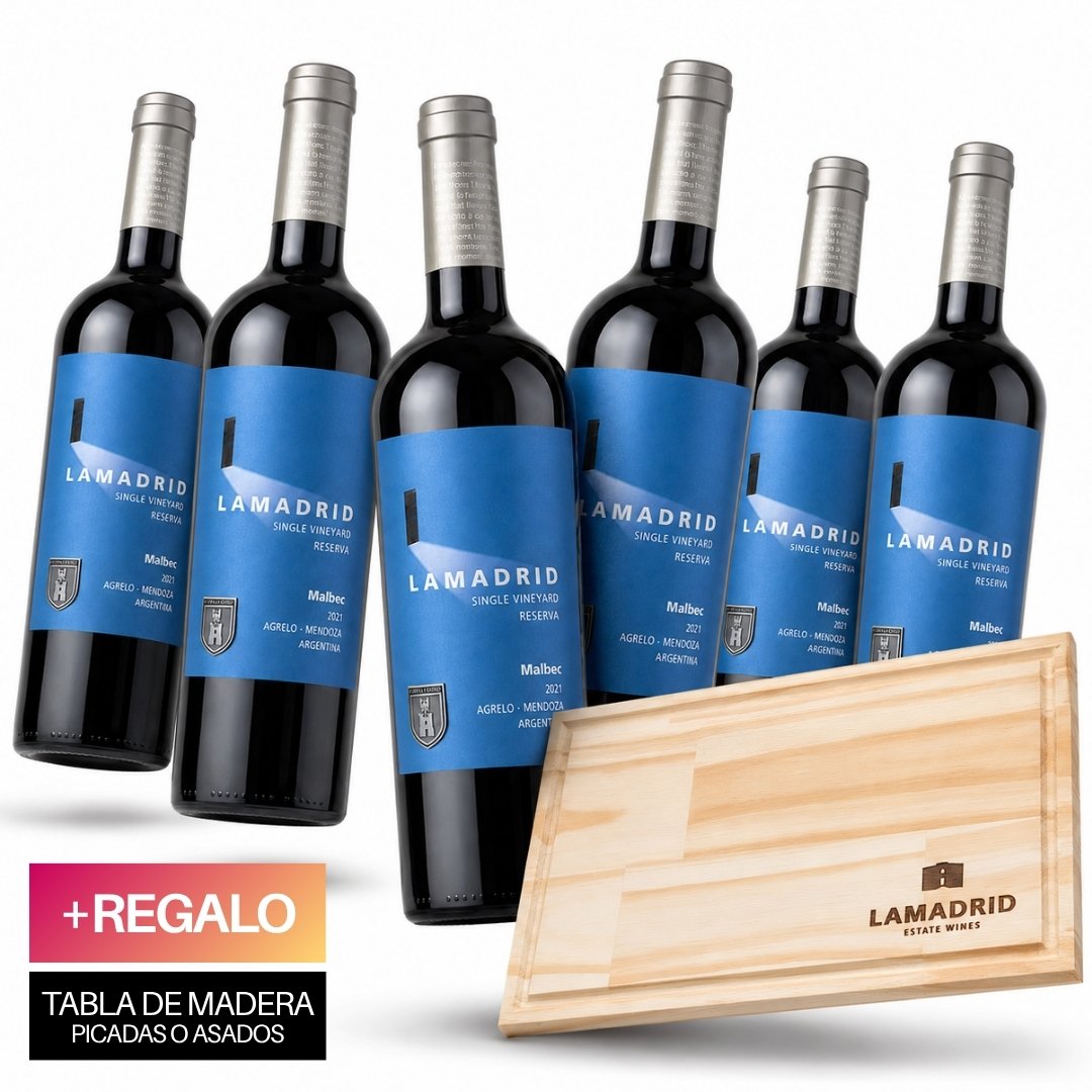 Caja Lamadrid Reserva Malbec x6 750ml + Tabla de Regalo
