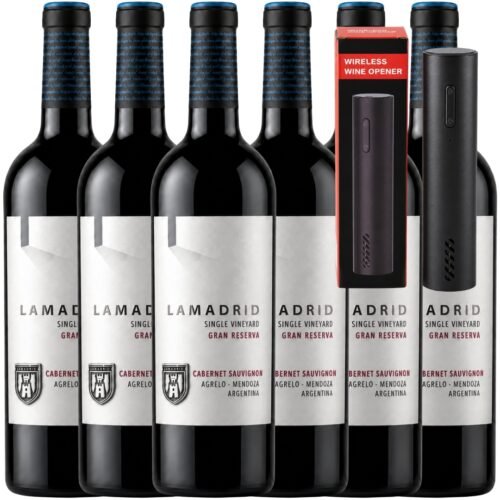 Vino Lamadrid Gran Reserva Cabernet Sauvignon 750ml x6 unidades + ¡Regalo! Destapador Eléctrico