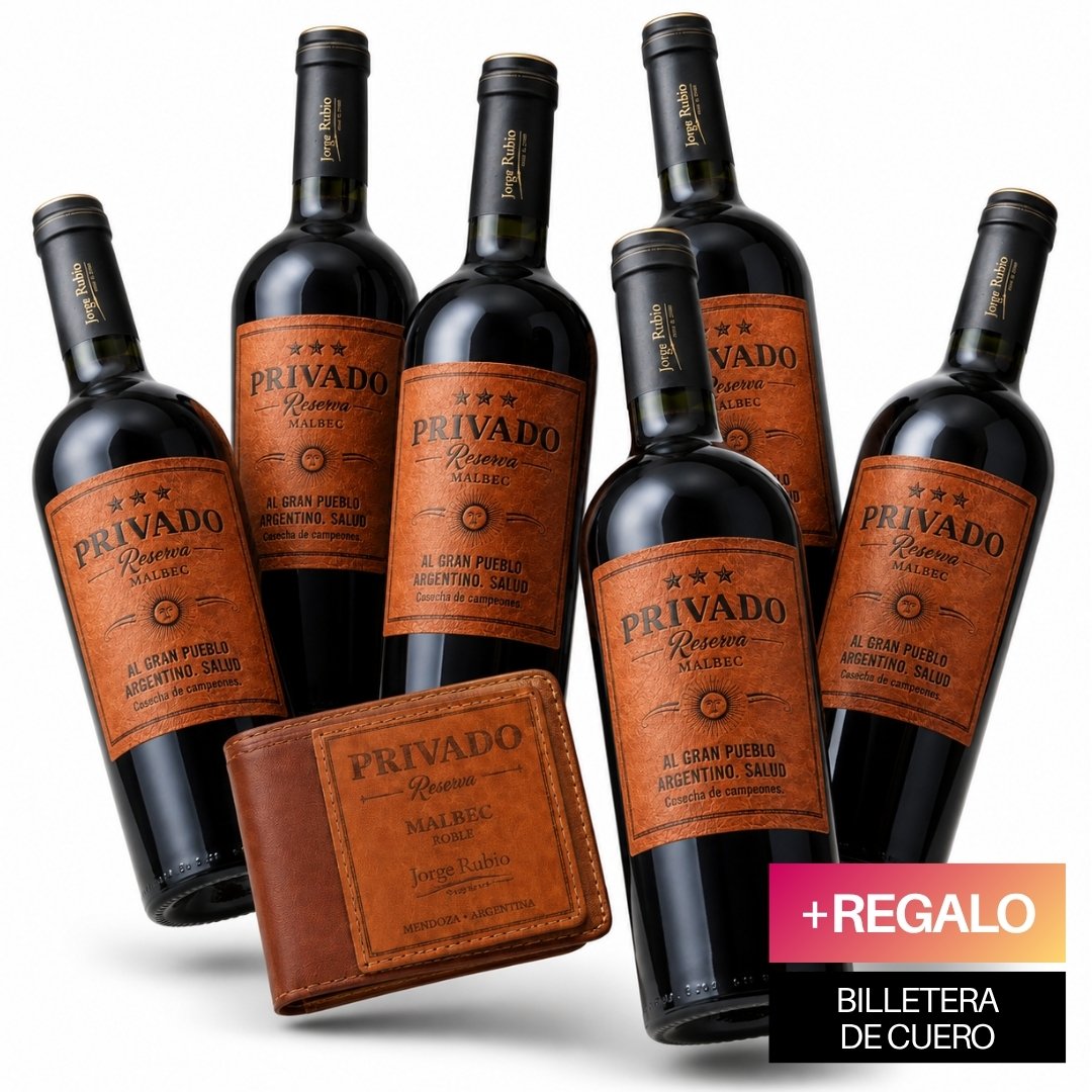 Caja Jorge Rubio Privado Reserva Malbec x6 + Billetera de Regalo
