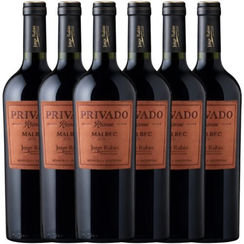 vino privado malbec reserva x6 pack botellas etiqueta cuero