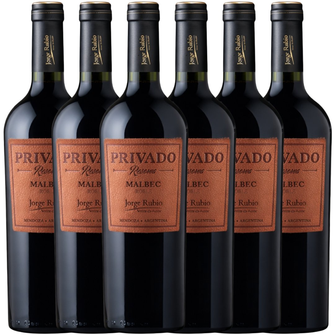 vino privado malbec reserva x6 pack botellas etiqueta cuero