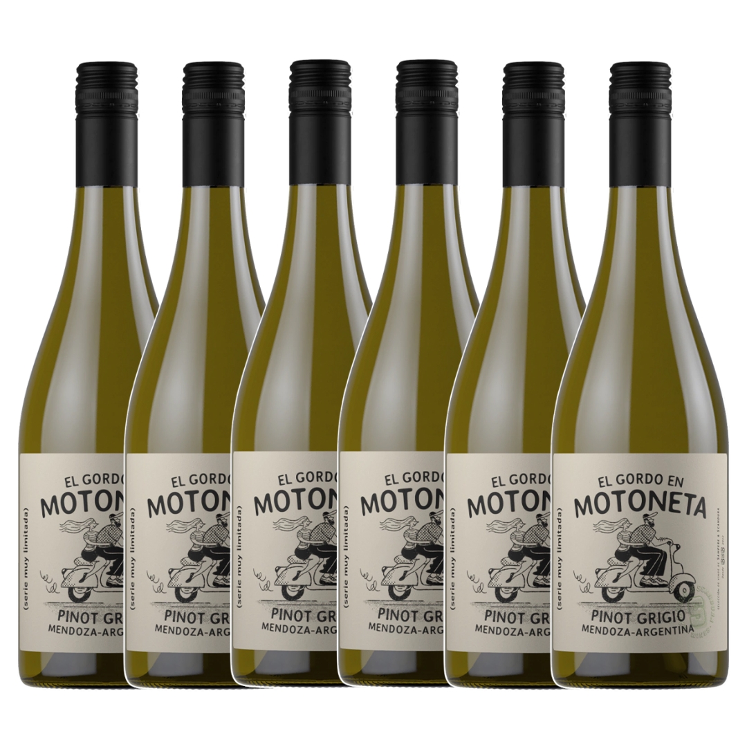 Vino Pinot Gris El Gordo en Motoneta Muy Limitada x 6 unidades