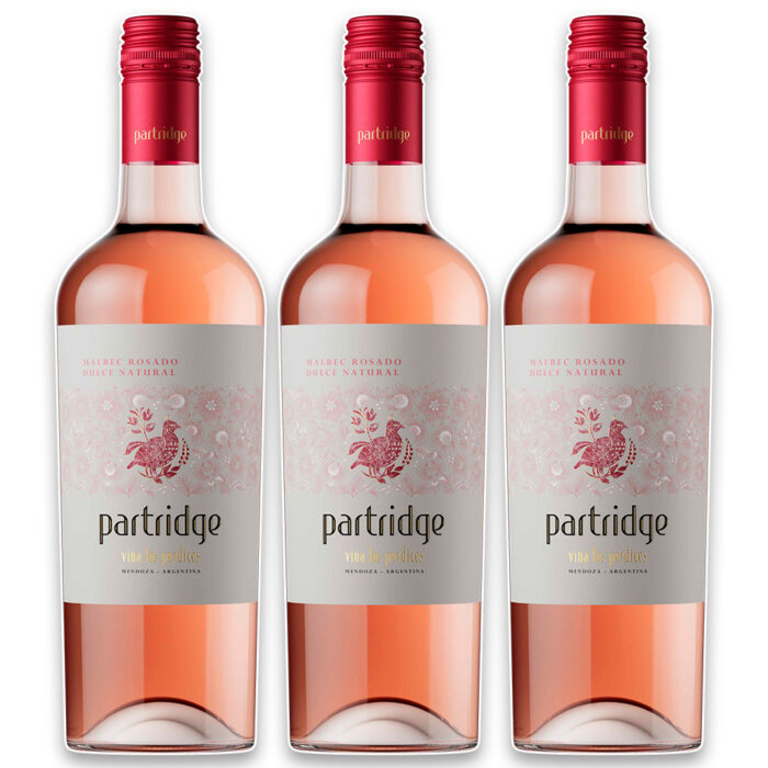 vino partridge malbec rosado dulce natural bodega viña las perdices x 3 unidades