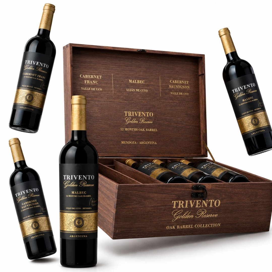 Estuche Vino Trivento Golden Reserve Mix de 6 Botellas, selección premium de vinos argentinos de Bodega Trivento