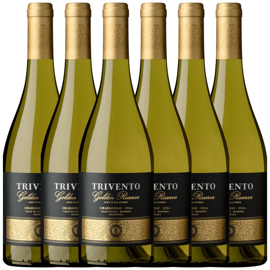 Vino Trivento Golden Reserve Chardonnay x6 unidades, caja de 6 botellas de vino blanco premium argentino de Bodega Trivento