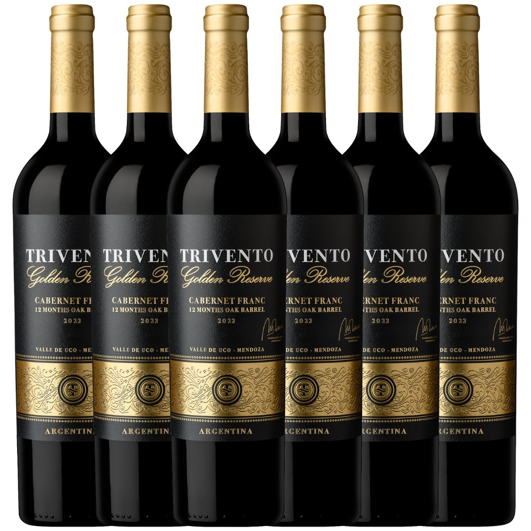 Vino Trivento Golden Reserve Cabernet Franc x6 unidades, caja de 6 botellas de vino tinto premium argentino de Bodega Trivento