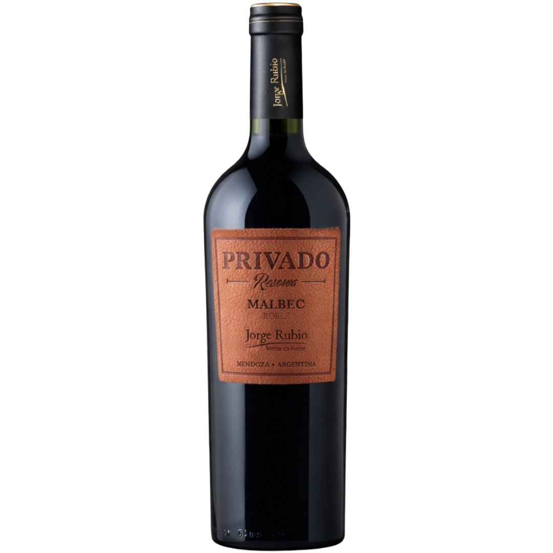 vino privado malbec reserva 750ml botella etiqueta cuero
