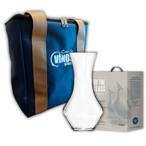 Bolso Porta Vino + Bag in Box Las Perdices Rerseva 3lts + Decanter