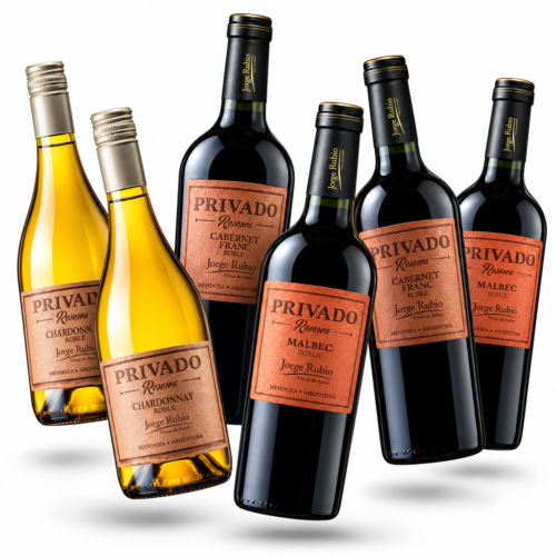Mix Jorge Rubio Privado Reserva 750ml x6 unidades | Malbec, Pinot Noir y Chardonnay