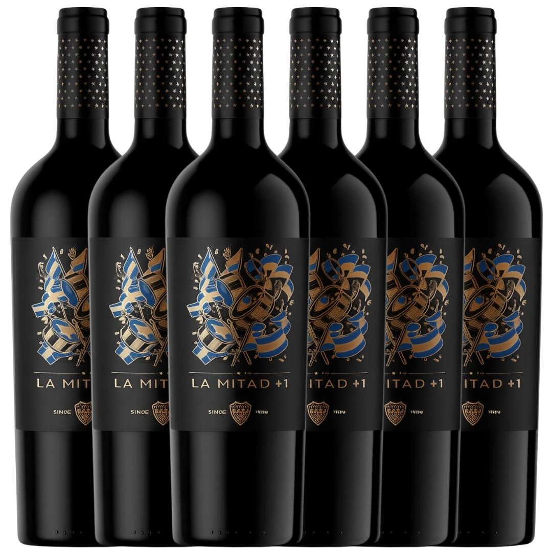 Vino La Mitad más Uno Boca Juniors Malbec x6 unidades