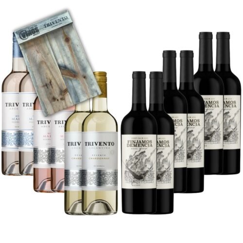 Mix Trivento Reserva y Finjamos Demencia x 12 + Tabla para Asados de Madera