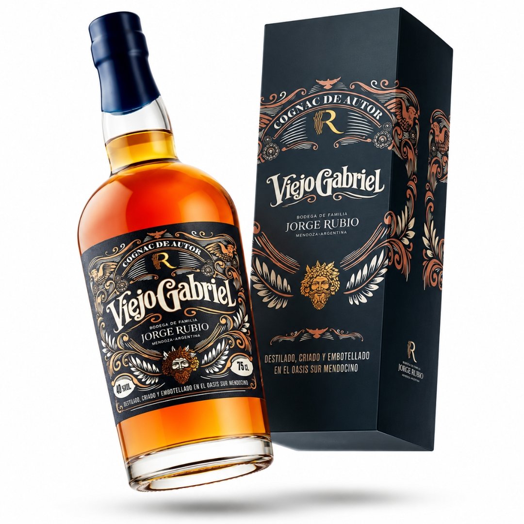 Estuche Cognac Viejo Gabriel Jorge Rubio 750ml 48 Meses en Roble Francés