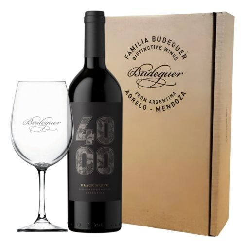 Estuche Vino 4000 Gran Reserva Black Blend + Copa