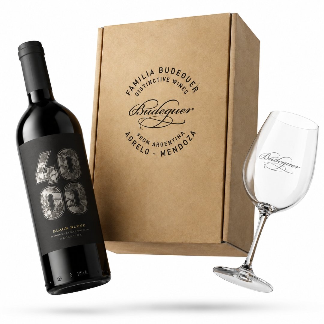 Estuche Vino 4000 Gran Reserva Black Blend mas Copa