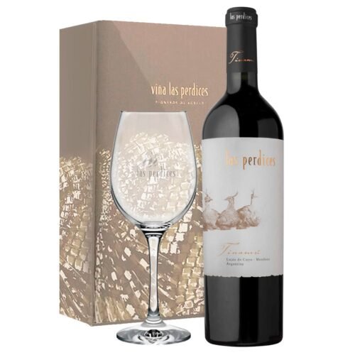 Estuche Vino Tinamu Blend Las Perdices + Copa