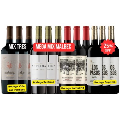 Mix Tres Mega Mix Malbec Las Mejores Bodegas x12 unidades