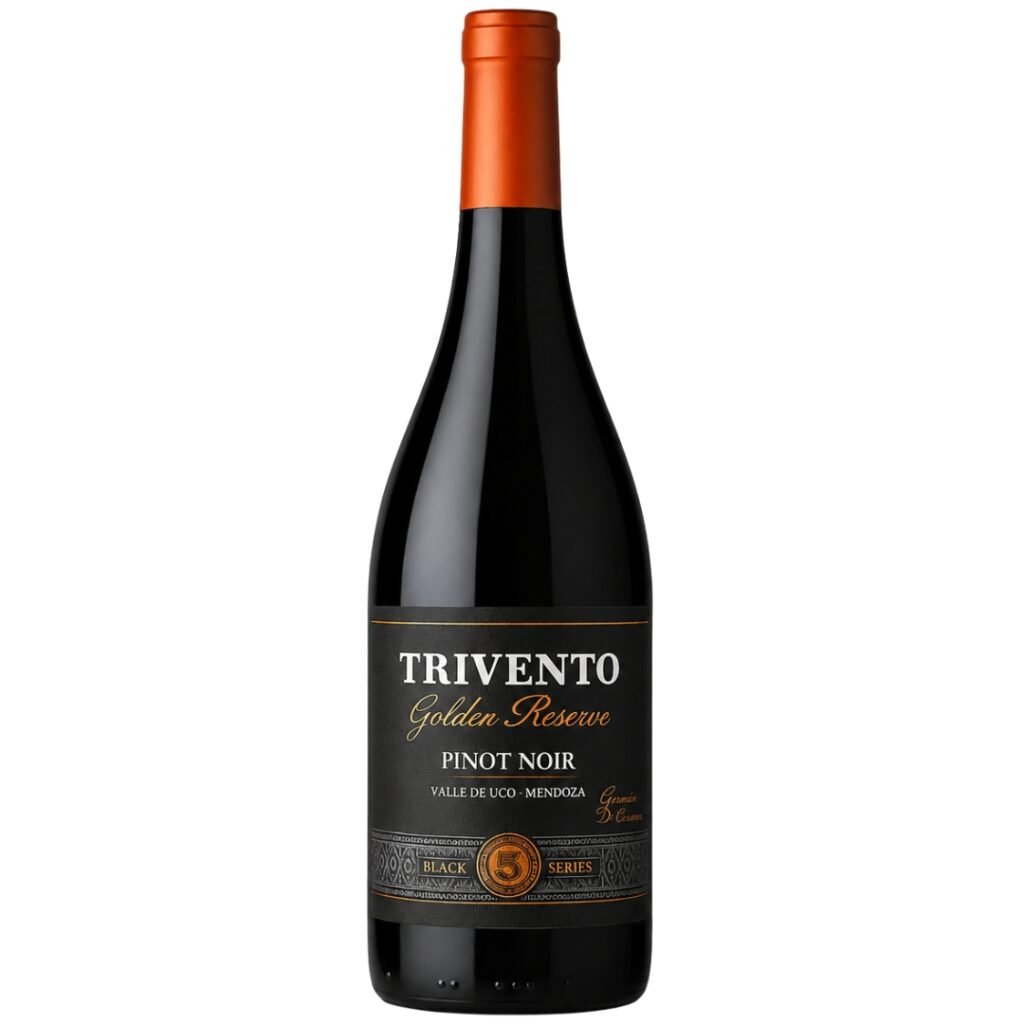 Vino Trivento Golden Black Series Pinot Noir 750ml, botella de vino tinto premium argentino de Bodega Trivento