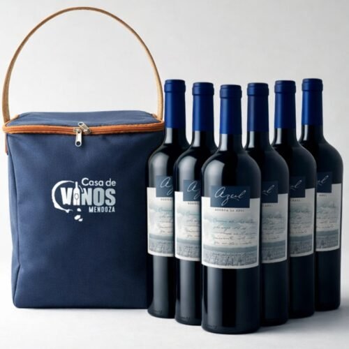 Vino La Azul Malbec 750ml x6 unidades con Bolso Porta Vinos