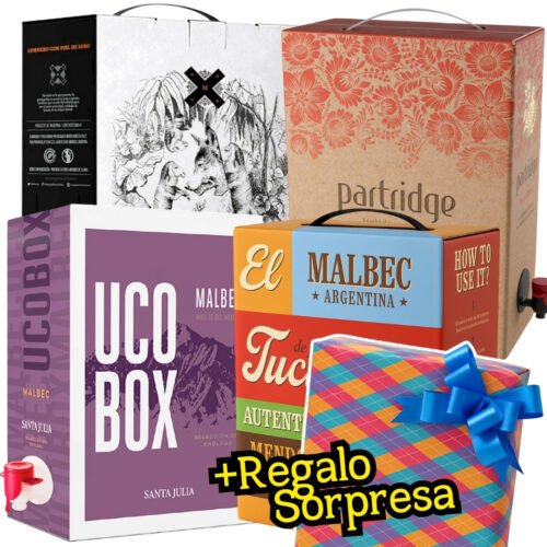 Mix Vino UcoBox, Cordero, Tucumén, Partridge Bag in Box (Regalo Sorpresa)