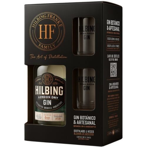 Estuche Gin Hilbing London Dry 750ml + 2 vasos