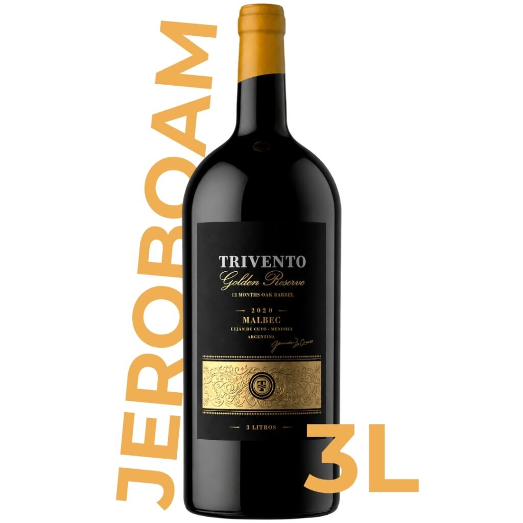Vino Trivento Golden Reserve Malbec Jeroboam 3 Litros, botella premium de vino Malbec argentino de Bodega Trivento