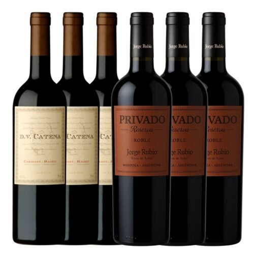 Caja 3 Vinos DV Catena Cabernet Malbec + 3 Vinos Privado Reserva Jorge Rubio