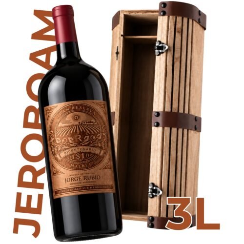 Cofre de Madera Jorge Rubio Gran Reserva Bicentenario Malbec 3 Litros | Doble Magnum
