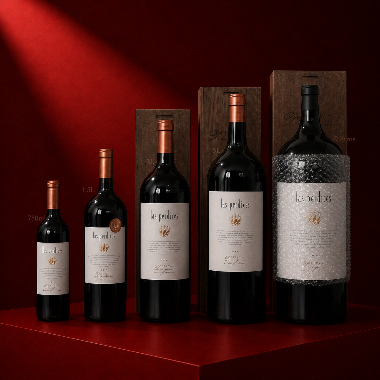 Vinos Las Perdices Don Juan Reserva en grandes formatos 750ml, Magnum 1.5L, Jeroboam 3L, Rehoboam 5L y Salmanazar 9L | Casa de Vinos Mendoza