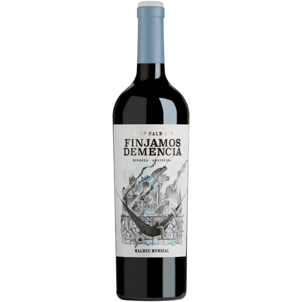 Vino Finjamos Demencia Malbec Mundial 750ml, vino tinto argentino Malbec en botella de 750ml.