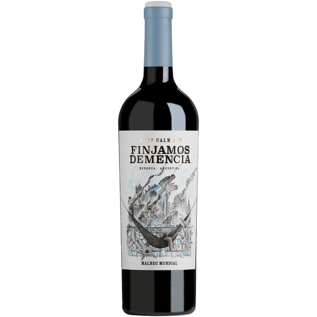 Vino Finjamos Demencia Malbec Mundial 750ml, vino tinto argentino Malbec en botella de 750ml.