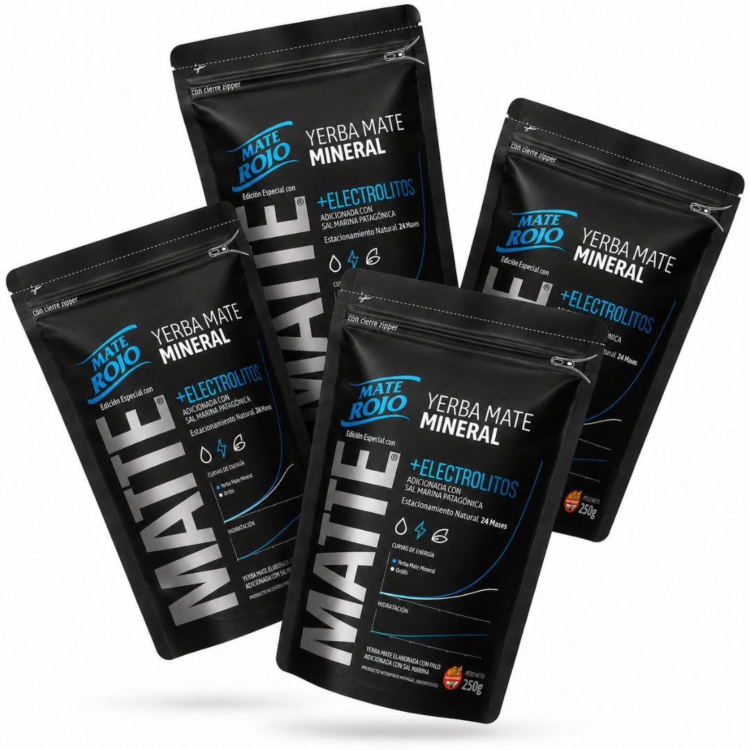 Pack x4 Yerba Mate Rojo Mineral con Electrolitos 4 unidades de 250g