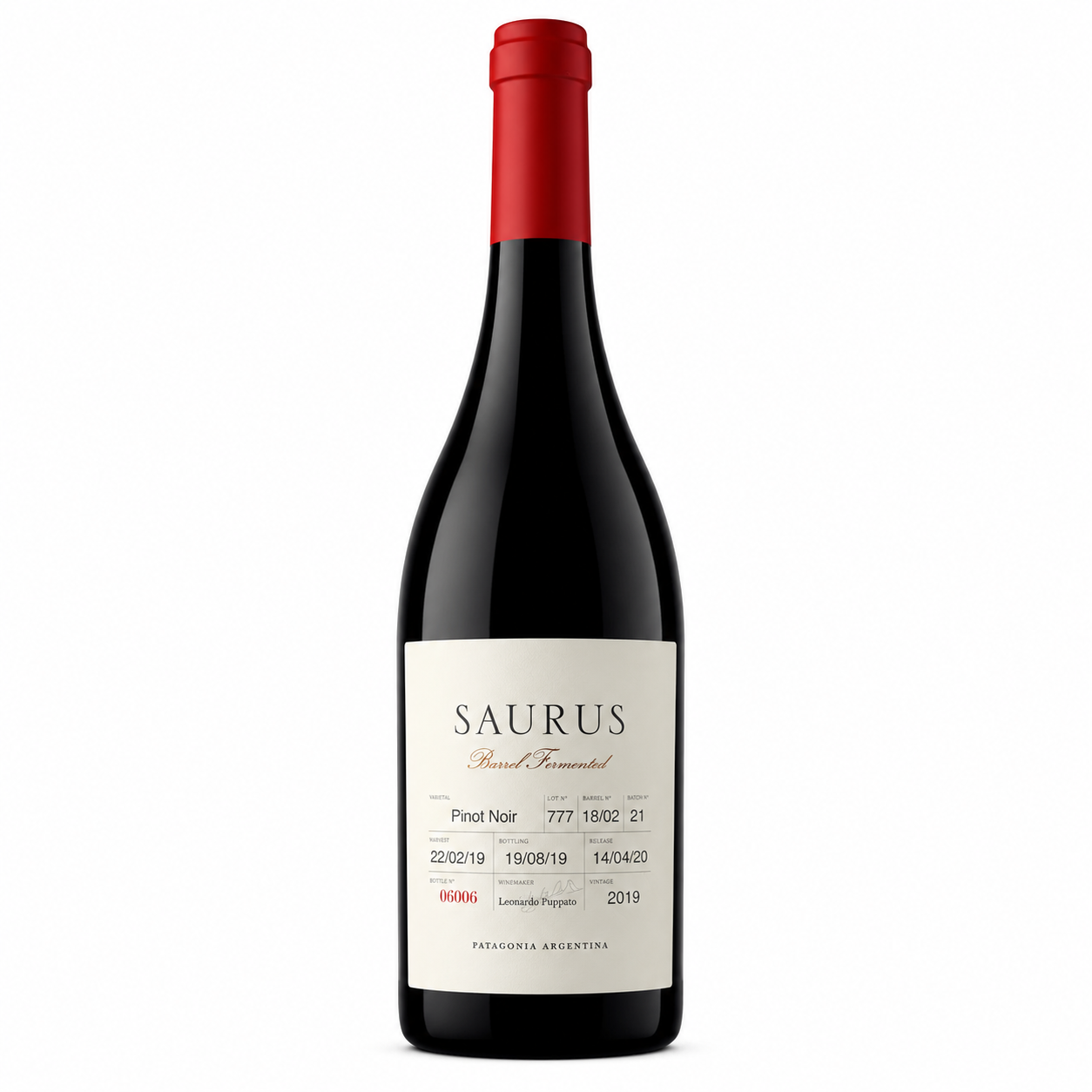 Vino Saurus Barrel Fermented Pinot Noir 750ml Patagonia