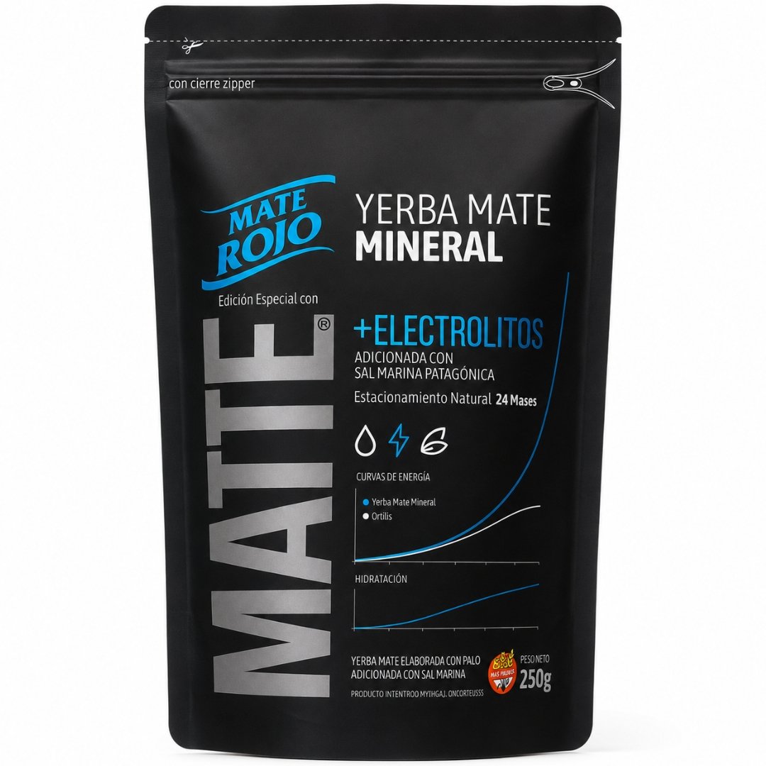 Yerba Mate Rojo Mineral con Electrolitos 250g Sal Marina Patagónica