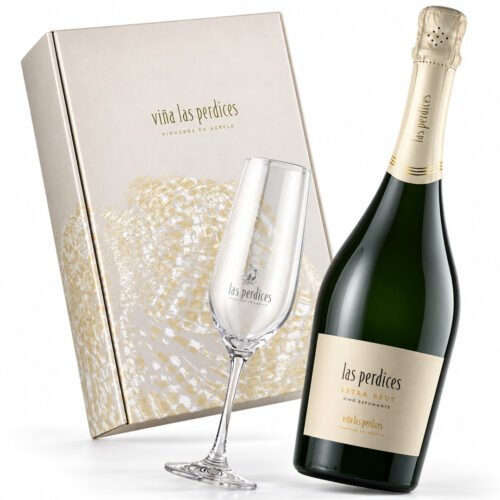 Estuche Las Perdices Champenoise Extra Brut Corto | Espumante + Copa
